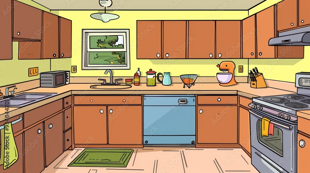 Cartoon Kitchen Interior Design. Cartoon Kitchen Interior Design.