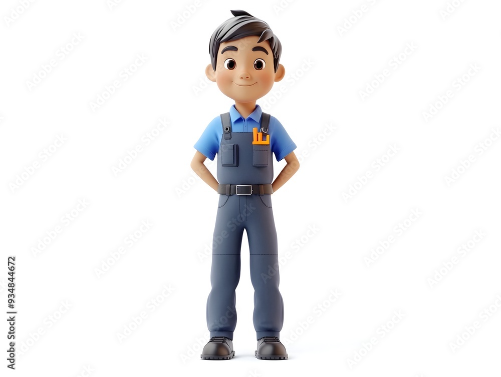 3D Animation of a Full Body Boy in a Software Developer Uniform Standing Centered and Isolated on a Clean White Background with No Shadows or Distractions 3D Animation of a Full Body Boy in a Software Developer Uniform Standing Centered and Isolated on a Clean White Background with No Shadows or Distractions