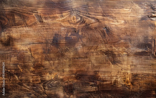 Closeup of a Brown Wooden Surface with Knots and Grain photo