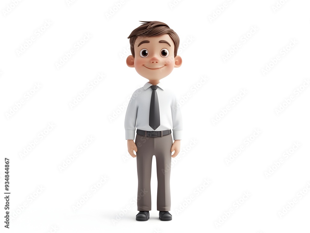 Confident 3D Animated Businessman Character in Formal Corporate Uniform Standing Isolated on White Background Conveying a Sense of Success Leadership and Professional Accomplishment Confident 3D Animated Businessman Character in Formal Corporate Uniform Standing Isolated on White Background Conveying a Sense of Success Leadership and Professional Accomplishment