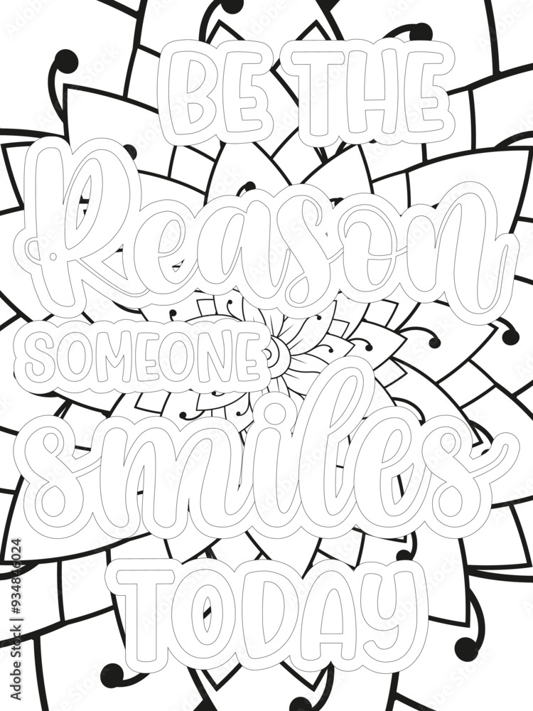 Kindness Quotes Flower Coloring Page Beautiful black and white illustration for adult coloring book, All these designs are hand-drawn and unique Kindness Quotes Flower Coloring Page Beautiful black and white illustration for adult coloring book, All these designs are hand-drawn and unique