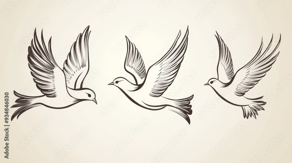 Collection of bird symbols representing peace, also suitable for use as emblems. Collection of bird symbols representing peace, also suitable for use as emblems.
