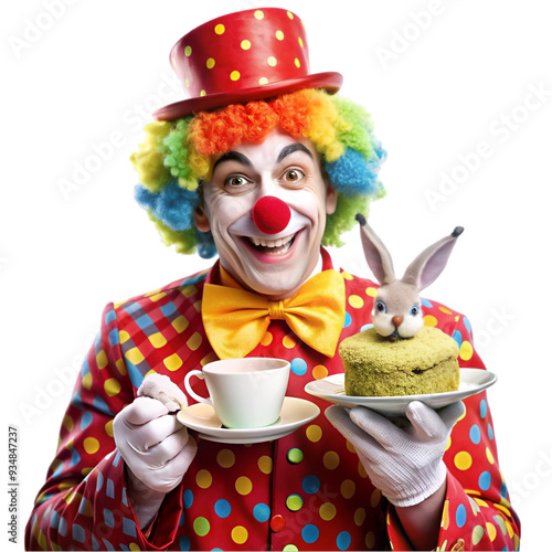 Colorful Clown With Vibrant Wig and Makeup Smiling