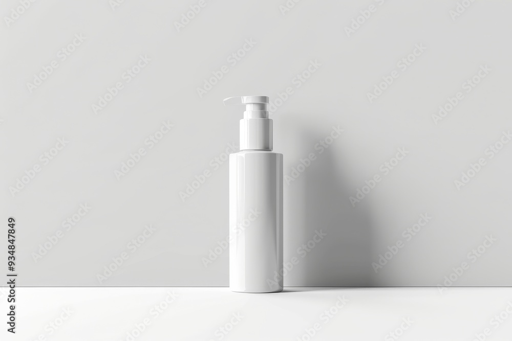White Pump Bottle on a White Surface White Pump Bottle on a White Surface