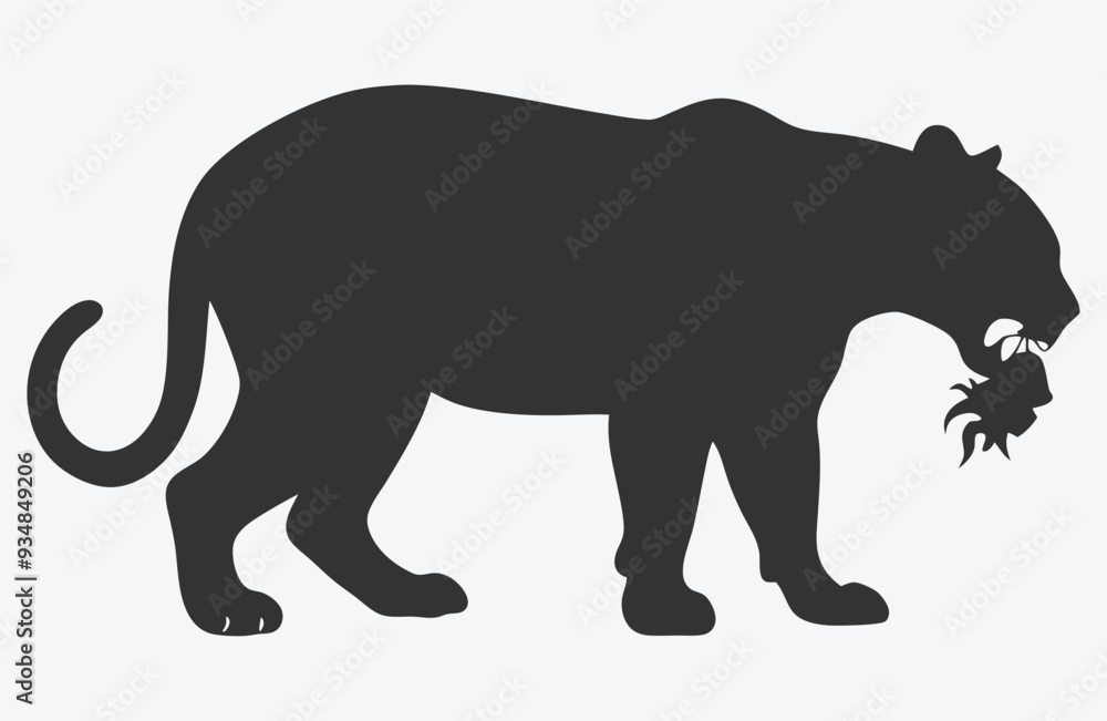 Fototapeta premium Majestic Leopard Silhouette Vector Art, Capturing the Wild Essence of the Jungle