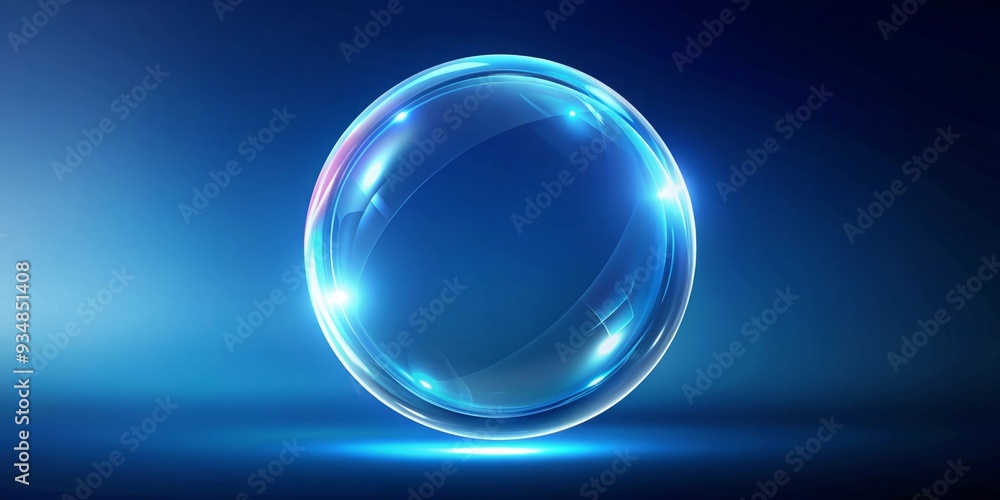 Abstract glowing bubble shield element isolated on blue background with futuristic light style Abstract glowing bubble shield element isolated on blue background with futuristic light style