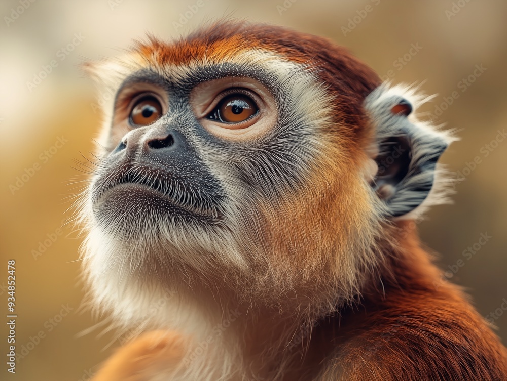 Fototapeta premium Erythrocebus Patas Monkey Primate Wildlife Close Up in Nature