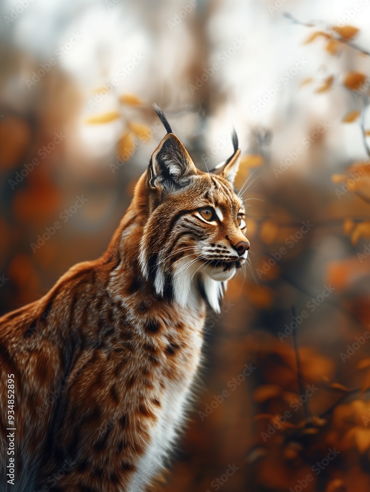 Fototapeta premium Canada Lynx, Wild Feline in Forest Environment
