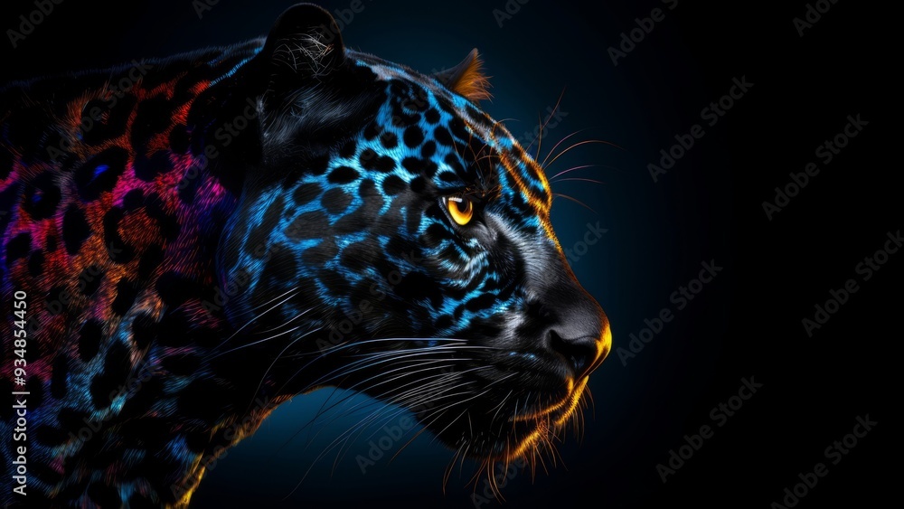Obraz premium Jaguar in Neon Ambiance
