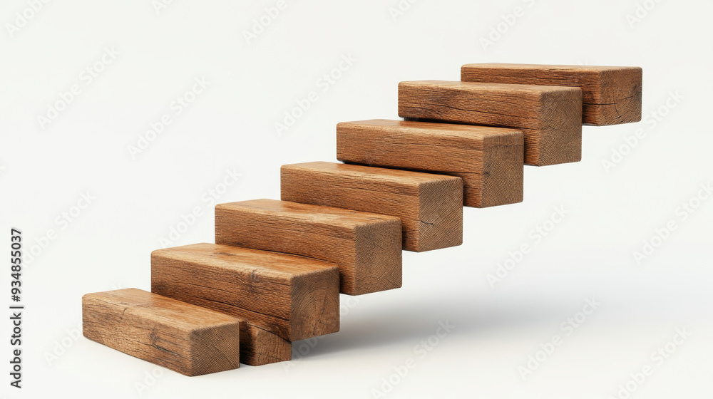 A decline in goal achievement or business career progress is depicted with wooden blocks arranged as stairs, but one block is missing, symbolizing a disruption or setback in the progression. A decline in goal achievement or business career progress is depicted with wooden blocks arranged as stairs, but one block is missing, symbolizing a disruption or setback in the progression.