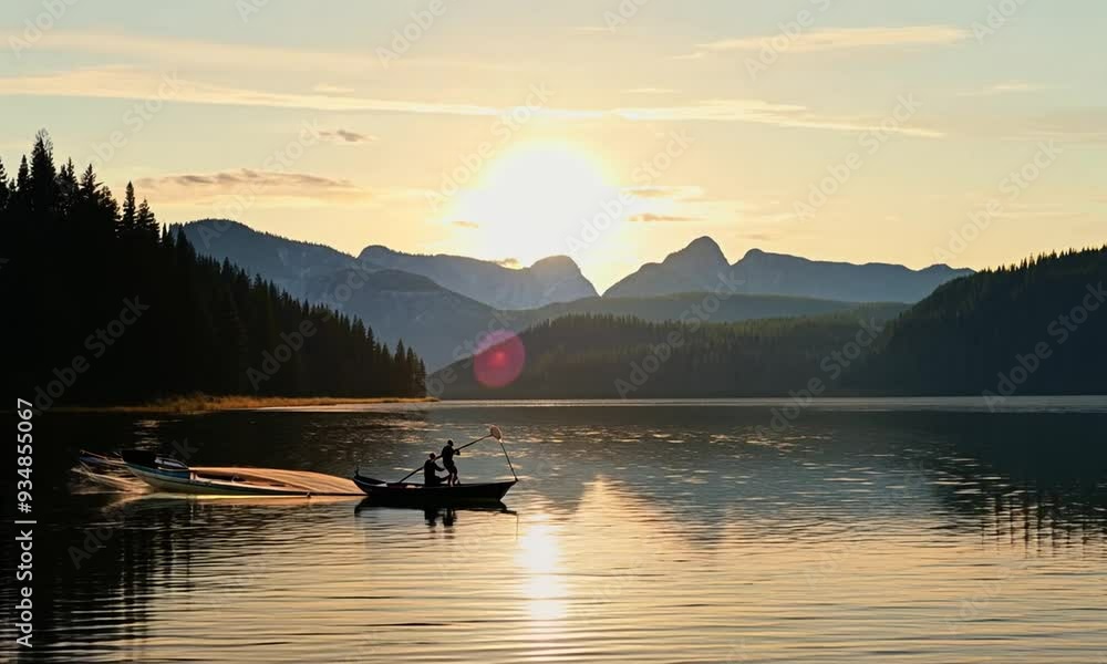 Adirondack Canoe on Lake George, New York at Sunrise Adirondack Canoe on Lake George, New York at Sunrise