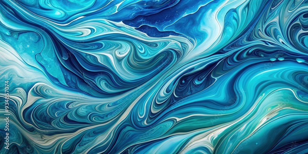Abstract blue and teal fluid art with chaotic marble texture and dynamic curved lines, alcohol ink, background Abstract blue and teal fluid art with chaotic marble texture and dynamic curved lines, alcohol ink, background
