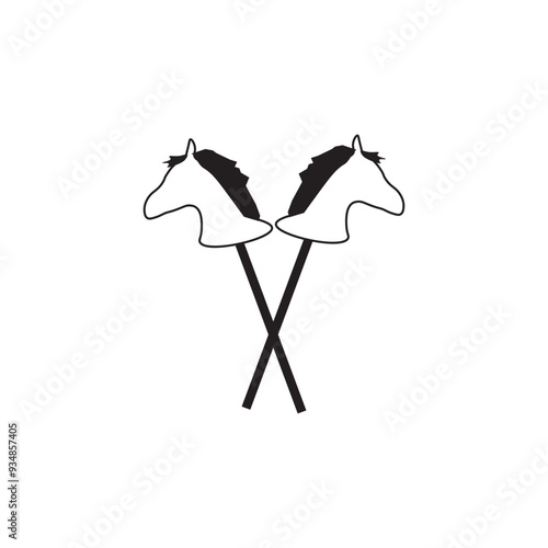 Hobbyhorse Icons thin line wooden stick with a horse's head