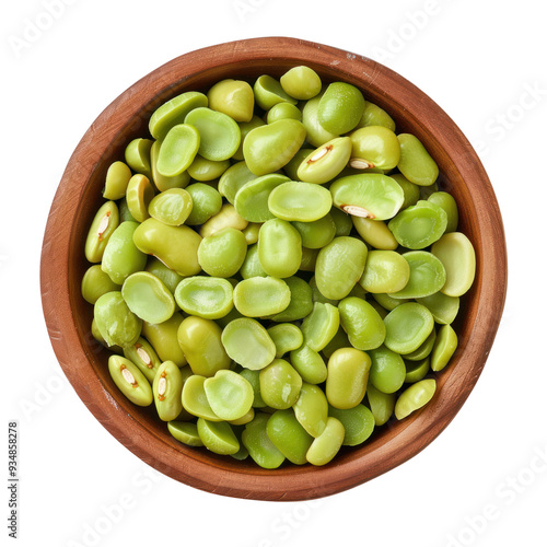 Lima Beans in a bowl top view isolate on transparency background