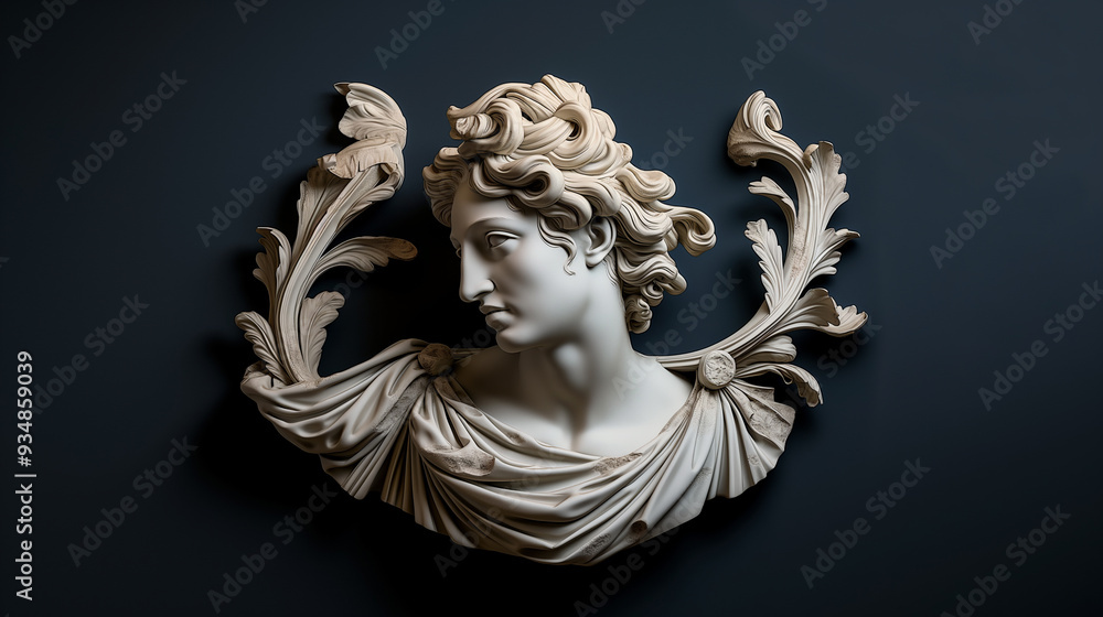 Greek statue woman bust on black background. Antique roman sculpture concept Greek statue woman bust on black background. Antique roman sculpture concept