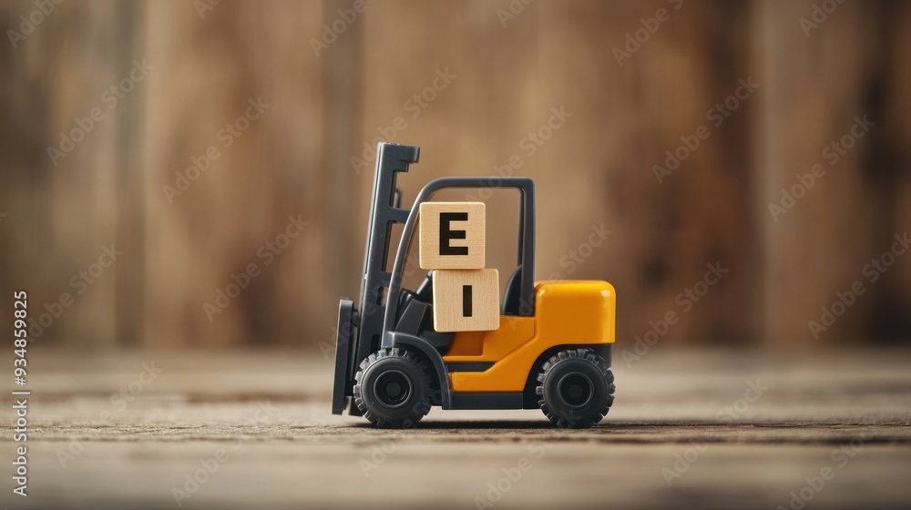 Toy Forklift Carrying Blocks with 'EI' on Them Toy Forklift Carrying Blocks with 'EI' on Them