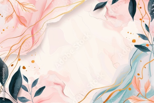 Luxurious Abstract Art Background, Elegant vector design featuring golden line art of flowers and botanical leaves, ideal for banners, posters, web use, and packaging.