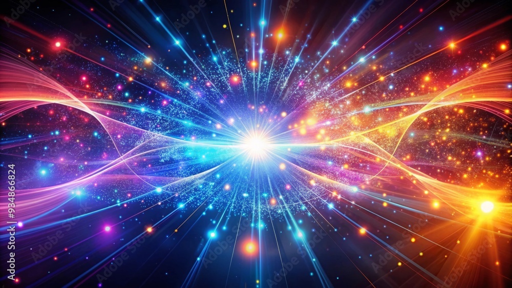 Fototapeta premium Futuristic neon light energy dynamics with vibrant glowing particles