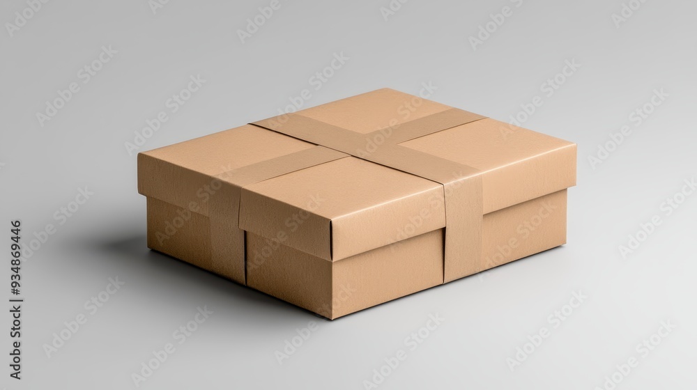 Brown Cardboard Box with Tape Isolated on White Background Brown Cardboard Box with Tape Isolated on White Background
