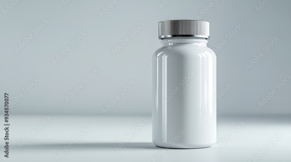 White Plastic Bottle with Silver Lid Mockup White Plastic Bottle with Silver Lid Mockup