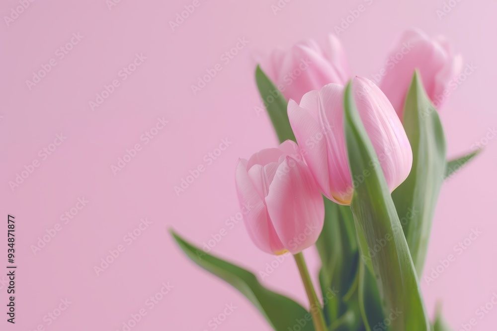 Delicate Pink Tulips on Soft Pink Backdrop, a serene display of vibrant flowers against a harmonious pastel background, embodying tranquility and simplicity in design. Delicate Pink Tulips on Soft Pink Backdrop, a serene display of vibrant flowers against a harmonious pastel background, embodying tranquility and simplicity in design.