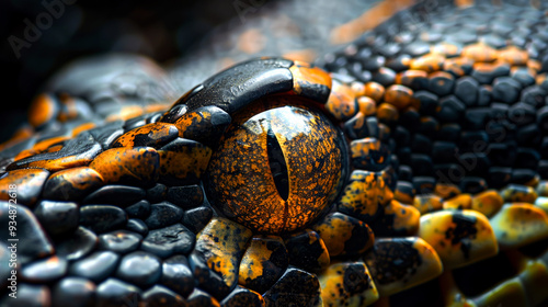 Close-up of a Snake's Eye and Scaly Skin