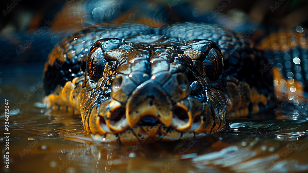 Close-up of a Snake's Head Emerging from Water Close-up of a Snake's Head Emerging from Water