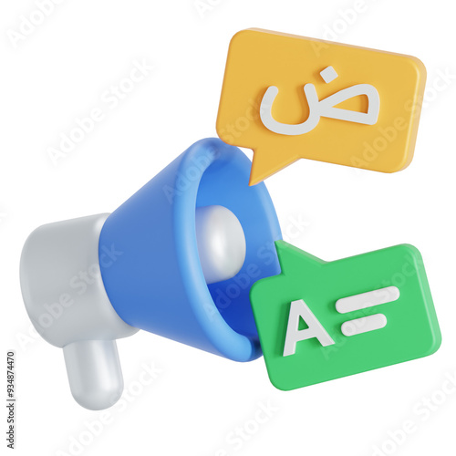 Multilingual advertisement 3D Icon
