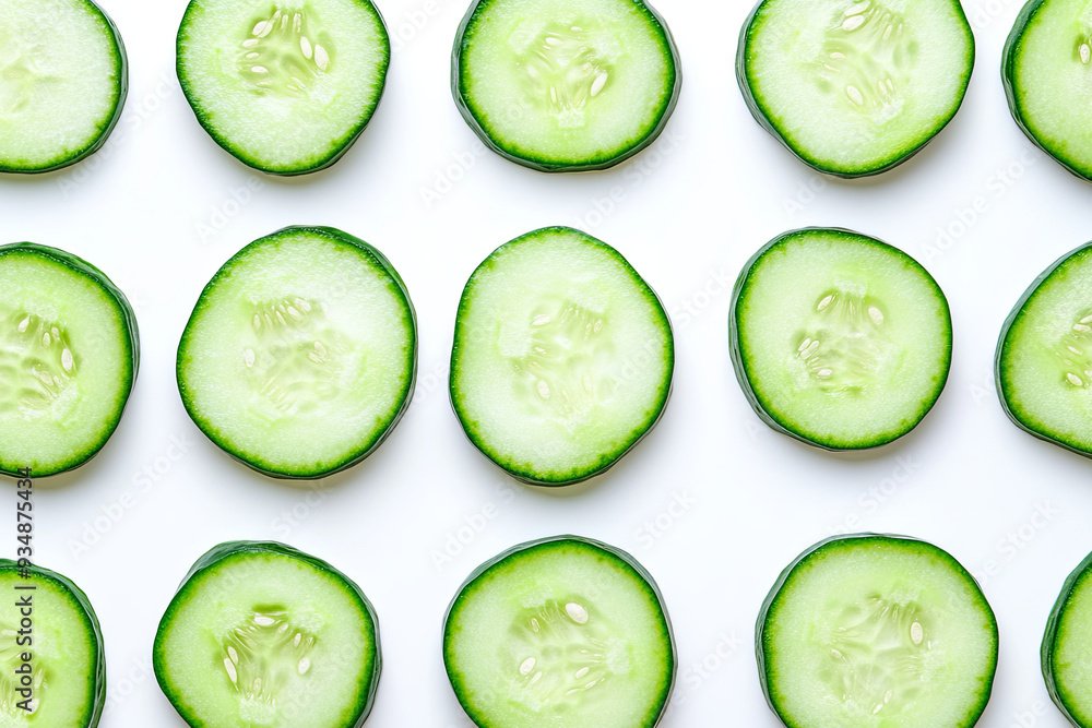 Sliced cucumbers isolated on white background Sliced cucumbers isolated on white background