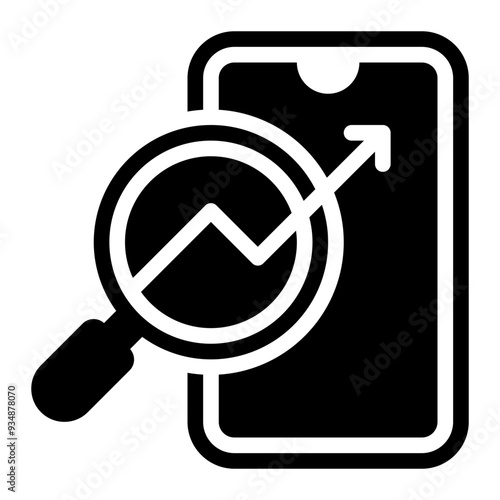 mobile seo, mobile, search engine, optimization, seo, mobile analytics glyph or solid icon