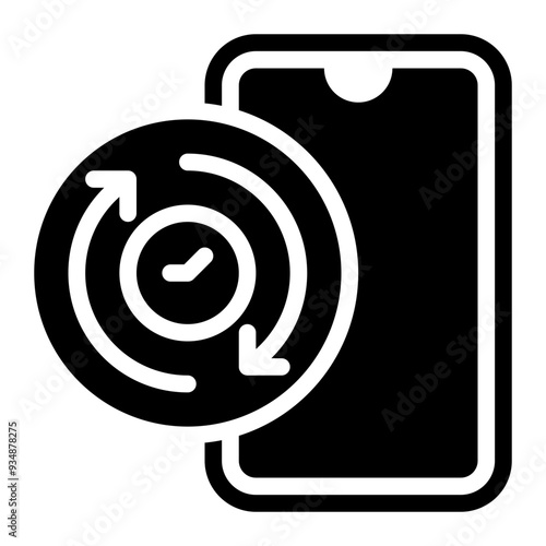 real time, mobile, smartphone, availability, recovery time, time glyph or solid icon