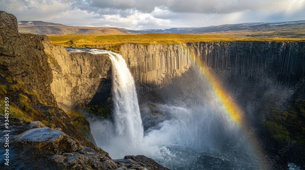 Waterfall and Rainbow in Iceland Waterfall and Rainbow in Iceland