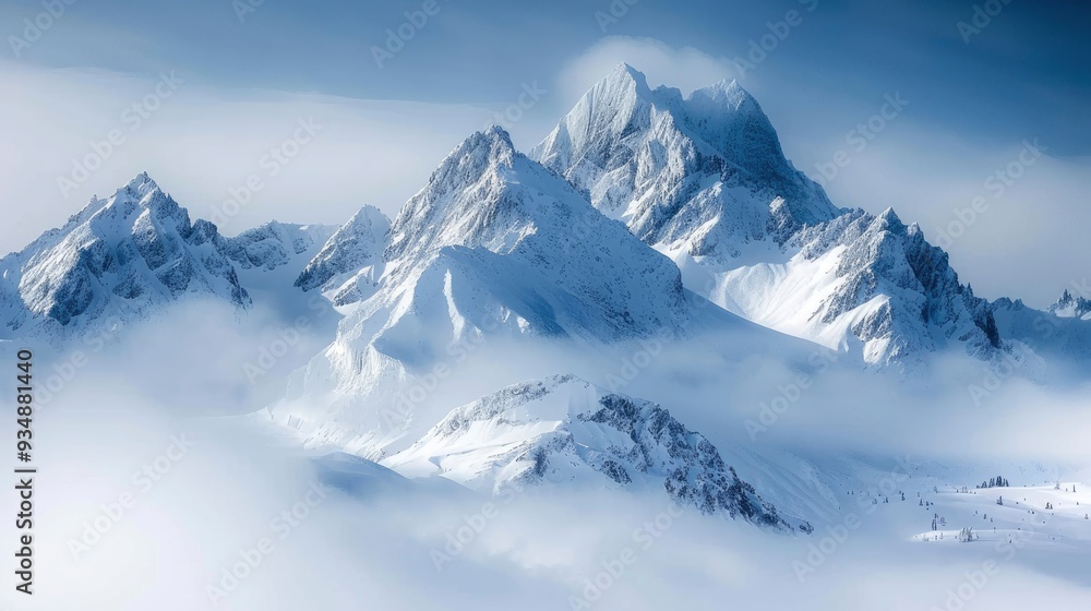 photo of snowy mountain peaks , ai photo of snowy mountain peaks , ai
