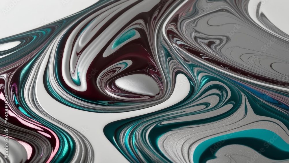 Abstract Liquid Swirl Background with Silver, Teal, and Burgundy Colors Abstract Liquid Swirl Background with Silver, Teal, and Burgundy Colors