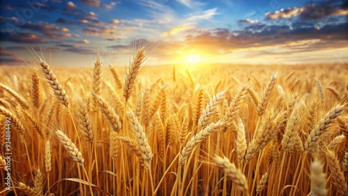 Golden wheat field isolated on background, perfect for autumn harvest