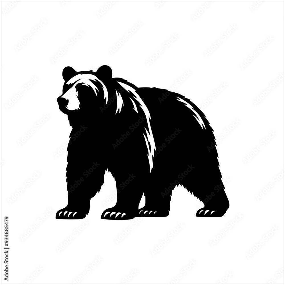 Black vector bear silhouette illustration design on white background. Black vector bear silhouette illustration design on white background.