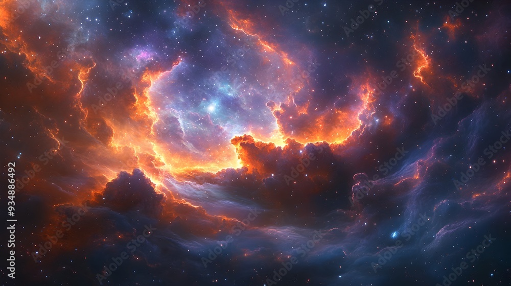 Fototapeta premium Boundless cosmic expanse showcasing luminous stellar archipelagos,dynamic celestial phenomena,and captivating cosmic narratives.