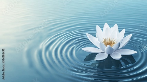 Elegant lotus flower icon with subtle ripples on water, symbolizing spiritual growth and the path to enlightenment in Buddhism.