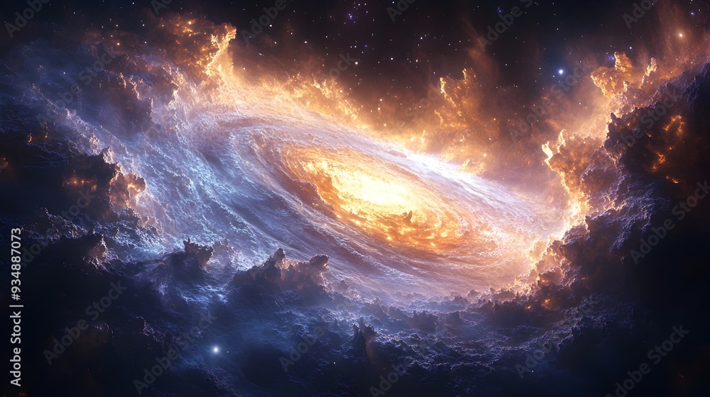 Obraz premium Boundless Cosmic Maelstrom:Enigmatic Galactic Vortex of Energy and Light - A visually stunning digital artwork that captures the mesmerizing energy and dynamic patterns of a cosmic explosion.