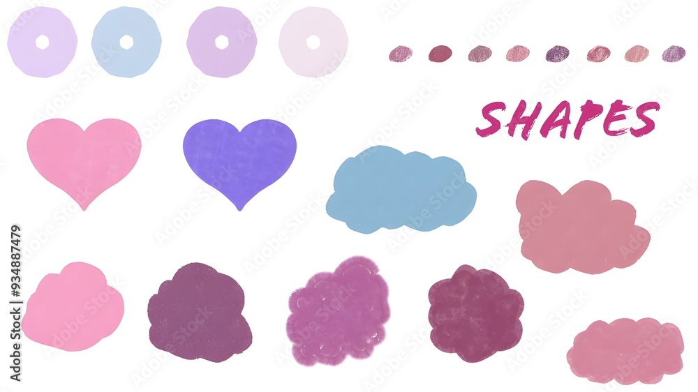 Pink purple and blue shapes for notes clouds hearts blobs bullet points Pink purple and blue shapes for notes clouds hearts blobs bullet points