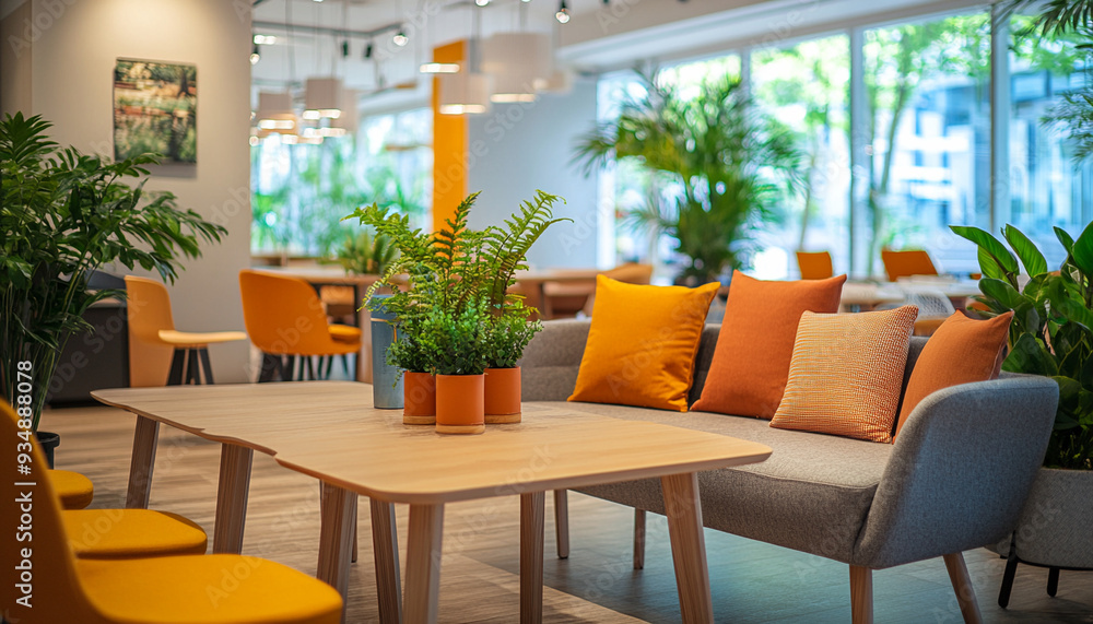 Fototapeta premium Scandinavian Modern Meeting Lounge Bright and Airy