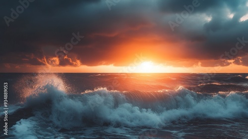 Sunset Over a Dramatic Ocean