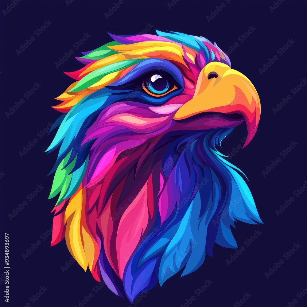 Obraz premium Colorful artistic eagle illustration with vibrant feathers