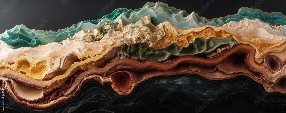 Abstract close-up of vibrant geological layers in Earth, showcasing colorful sedimentary rock formations and natural patterns. Abstract close-up of vibrant geological layers in Earth, showcasing colorful sedimentary rock formations and natural patterns.