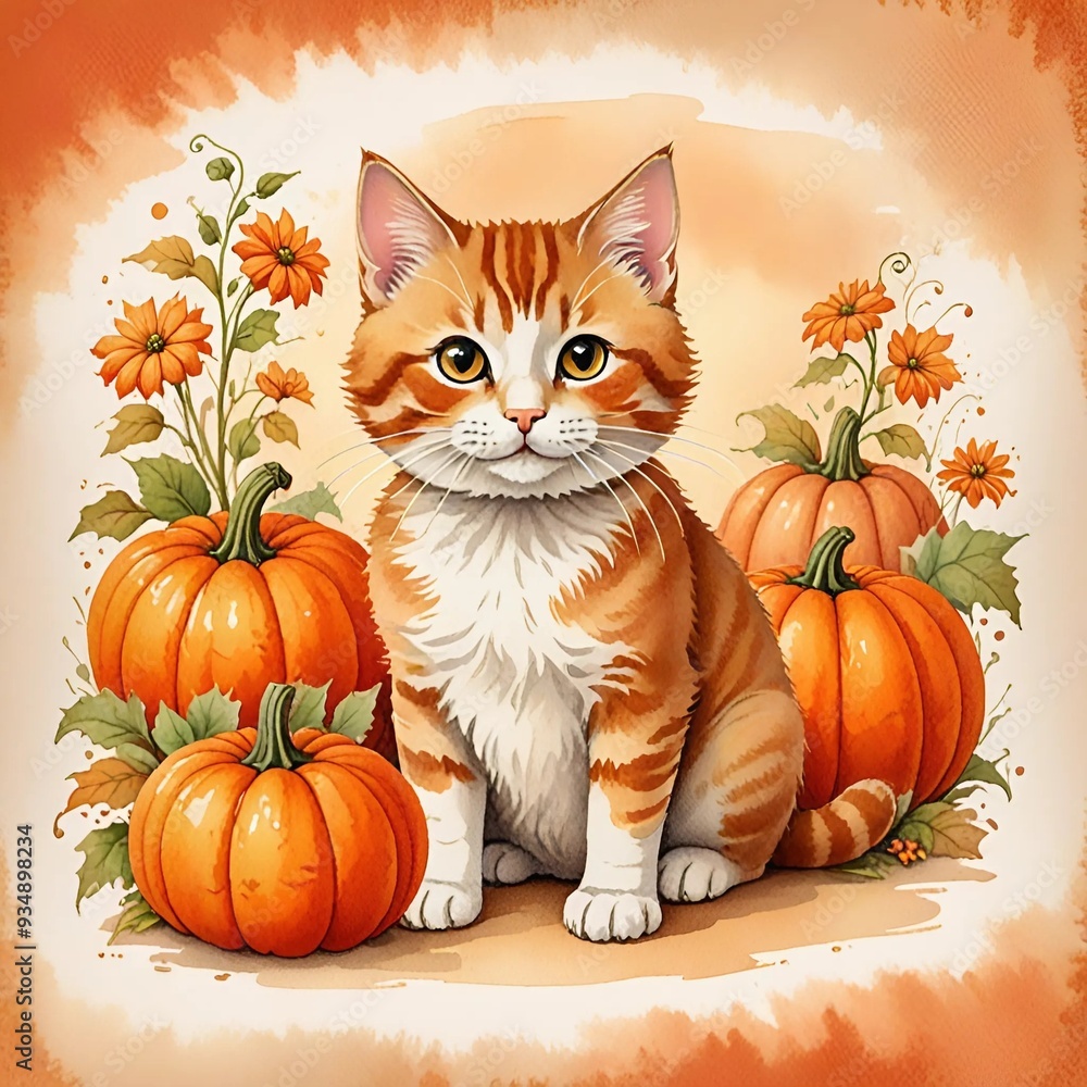 cat with pumpkin cat with pumpkin
