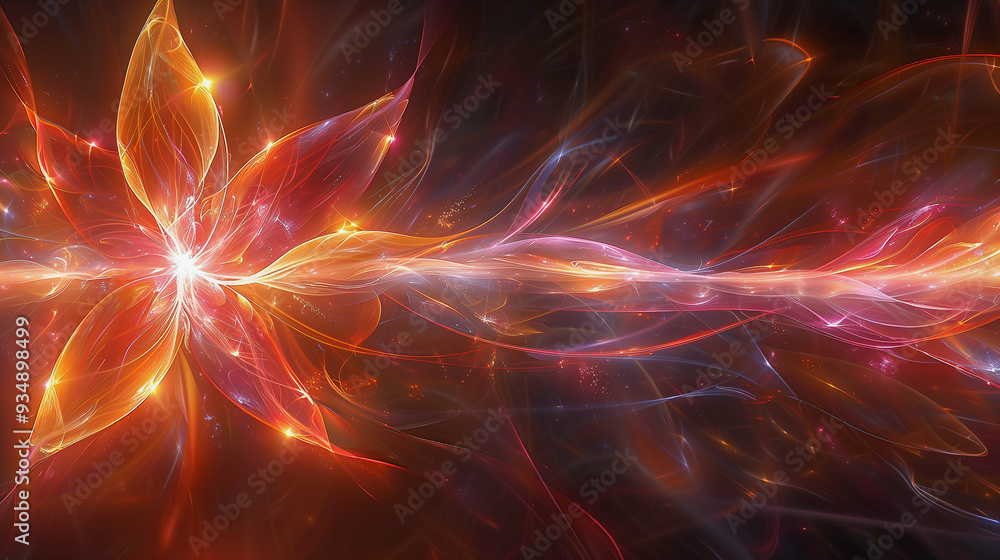 Fototapeta premium Fiery Abstract Flower with Glowing Energy Trails..