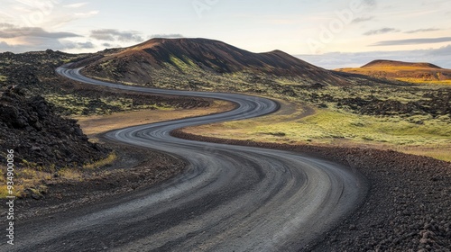 Winding Road Through a Volcanic Landscape