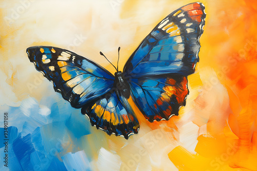 A butterfly with wings in the Rainbow of Pride with different colors