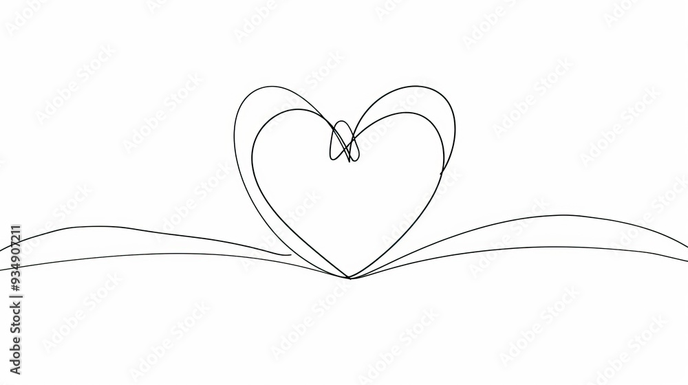 Heart. Abstract love symbol. Continuous line art drawing vector illustration Heart. Abstract love symbol. Continuous line art drawing vector illustration