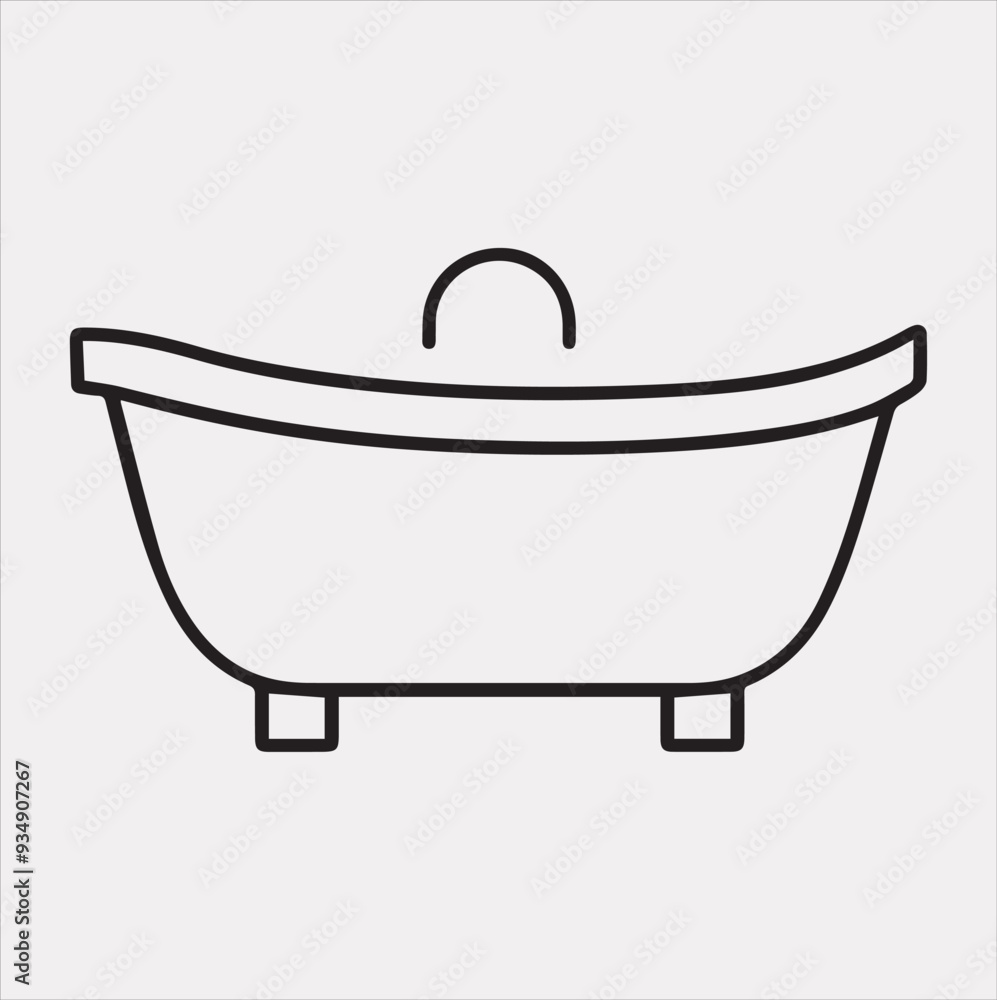 Bathtub linear icon Vector silhouette icon on a white background Bathtub linear icon Vector silhouette icon on a white background